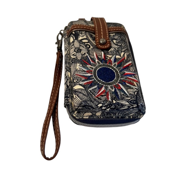 Sakroots Navy Spirit Desert Wrist Wallet Bi Fold Zipper - Picture 2 of 5